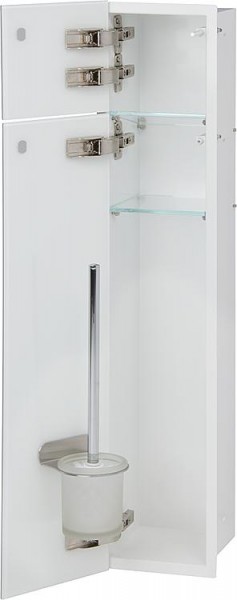 WC-Wandcontainer, innen weiß, 2 weißen Glastüren,1 Leerfach BxH:180x825mm, Anschlag links